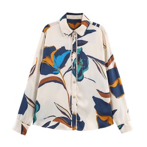 Nueva Camisa de Manga Larga con Estampado Floral, Estilo Vintage Europeo y Americano, Ecológica, Antiarrugas, para Mujer - Product Image 1