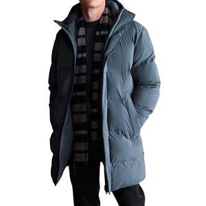 Parka longue matelassée bleu ardoise personnalisée pour homme, manteau d'hiver isolé à capuche, coupe-vent, vêtement d'extérieur urbain, OEM ODM, vente en gros - Product Image 2