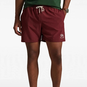 Shorts de bain pour hommes GYM ACTIVE, broderie, poches, style sportif vintage, tissu en toile tissée 100% coton, taille mi-haute, fermeture éclair - Product Image 3
