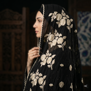 Vente en gros de châles hijab en mousseline pour femmes africaines, broderie florale, strass, longs, respirants, légers, pour l'hiver et l'été, usage quotidien, ethniques - Product Image 2