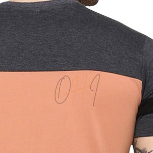 Camiseta Raglán Extra Grande para Hombre, con Bloques de Color, en Tonos Melocotón y Gris Carbón, Tie-Dye, 100% Algodón, Transpirable - Product Image 4