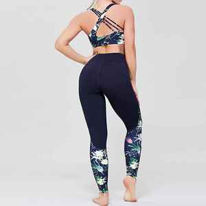 Women's Yoga Set Customized High Quality Seamless <b>Lace</b> 2-Piece Breathable Lightweight Four-Way Stretch <b>Elastic</b> Waist Fitness - Product Image 4
