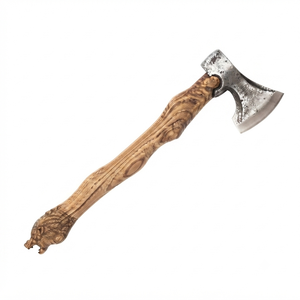 Hache artisanale industrielle DIY avec lame en acier à haute teneur en carbone, manche en bois et étui en cuir pour l'extérieur - Product Image 1