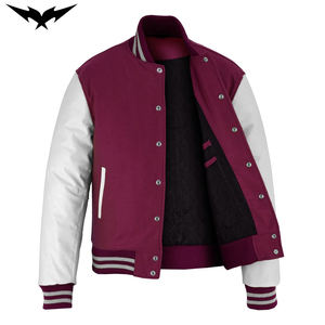 Ropa deportiva personalizada con nombre y número cosidos, chaqueta universitaria estilo Letterman de béisbol, color sólido, logotipo personalizado bordado. - Product Image 2