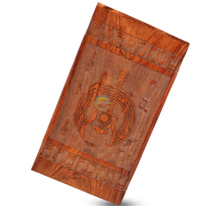 Wholesale Hand-Carved Guitar Music Theme Wooden Cremation Urn for Human Ashes Custom Engraved Solid Wood <b>Memorial</b> <b>Box</b> by AYAANS - Product Image 5