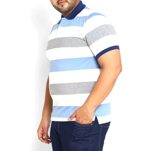 Polo rayé tendance pour homme, manches courtes, col contrastant, chemise de golf décontractée, coupe classique, couleurs personnalisées, options de tailles, vente en gros - Product Image 5