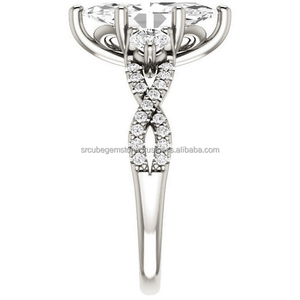 Suministro directo de fábrica de Plata de Ley 925 con anillo de compromiso de moissanita de corte Marquesa de 3,08 quilates del exportador indio - Product Image 5