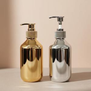 Ensemble élégant de 2 distributeurs de savon liquide en métal argenté et doré, rechargeables, idéaux pour la cuisine, la salle de bain et la cantine - Product Image 1