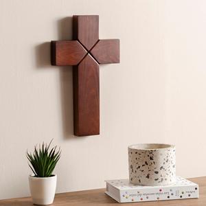 Croix murale en bois dur de qualité supérieure, faite à la main, décoration religieuse chrétienne à suspendre pour l'église, la maison, la chapelle, l'intérieur - Product Image 5