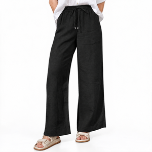 Pantalones casuales de lino 100% hechos a medida de secado rápido de cintura media estilo Cargo elástico transpirable lino para verano otoño bajo MOQ ODM - Product Image 2