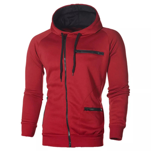 Sudadera con Capucha Roja para Hombre, Cierre de Cremallera, Corte Ajustado, Informal, Tejida, de Poliéster y Algodón, Color Sólido, para Otoño, Producción Harry Johnson - Product Image 2