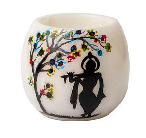 Natural White Marble <b>Tealight</b> Candle Holder 4 Inch Round Handcrafted Cutout Design for Home Decor Christmas Easter Gift - Product Image 2