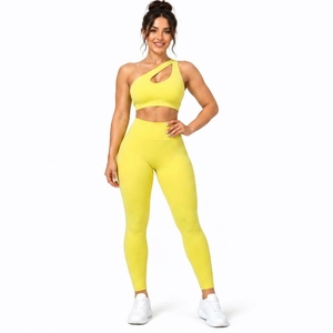 Ensemble de yoga 2 pièces taille haute pour femme, soutien-gorge de sport très élastique et leggings, tenue de fitness compressive d'été pour la course à pied - Product Image 1