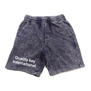 Wholesale Men's Acid Wash Cotton Shorts Custom Logo Men's Shorts <b>Polyester</b> Breathable Long Drawstring <b>Boxer</b> Shorts - Product Image 4