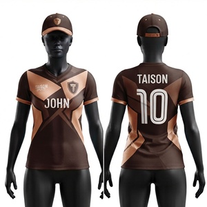 Maillot de football en polyester mesh de qualité supérieure 140 GSM pour homme, couleur cuivre brun, respirant, manches courtes, tissu sportif, personnalisable par sublimation - Product Image 1