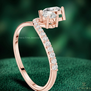 Luxury Rose Gold Plated Lab Grown Pear Cut Diamond IGI Certified Open <b>Adjustable</b> <b>Ring</b> for Women Wedding Bridal Jewelry Gift - Product Image 3
