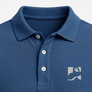 Polo à manches courtes bleu marine pour homme, 100% coton piqué, logo brodé, décontracté, respirant, coupe classique, design tricoté uni - Product Image 4
