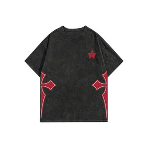 Chemises pour hommes en tissu French Terry 400 GSM, fabrication OEM |   T-shirt délavé à l'acide, coupe ample et épaules tombantes |   Fournisseur de t-shirts personnalisés avec logo en sérigraphie - Product Image 1