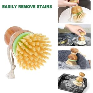 Set di 2 Spazzole in Bambù per Pulire Piatti, Pentole, Padelle, Lavello della Cucina, Padella in Ghisa - Product Image 2