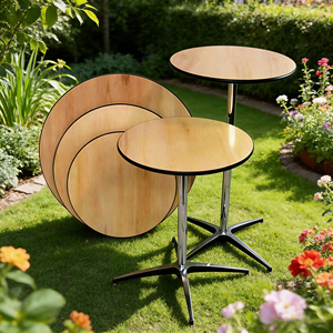 Mesa Redonda de Madera Contrachapada Apilable para Exteriores/Interiores, para Fiestas en el Jardín, Banquetes, Bares, de 36/42 Pulgadas de Alto, para Eventos/Patio - Product Image 1