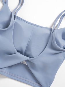 Ladies Backless Knot Accent Athletic Tank Top Built In Bra Removable Cup Pad Moisture Wicking Dance Fitness Active Bralette - Product Image 5
