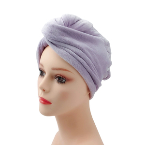 Serviette à cheveux en coton tricoté 100% écologique, hypoallergénique, absorbante, couleur unie, séchage rapide pour usage domestique, bleu, jaune - Product Image 4