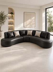 Sofá Esmeralda Moderno Minimalista Sudut Luna Marrón, Conjunto de Sofá Curvo, Tela Premium, Espuma de Alta Densidad, Ecológico, para Sala de Estar - Product Image 2