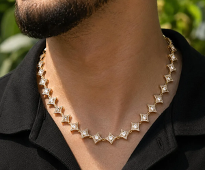 Collar de Latón Chapado en Oro de 18K con Circonitas, Cadena Ajustable con Corte Princesa, Joyería de Lujo para Bodas y Fiestas - Product Image 1