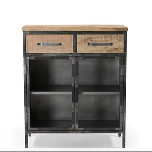 Mueble de Cocina con Puerta de Vidrio y Base de Metal, Mueble para el Hogar con Buen Espacio - Product Image 1