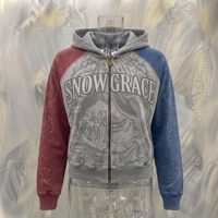 Sweat-shirt à capuche zippé SnowGrace, manches raglan, impression par sublimation, unisexe, vêtements décontractés d'hiver