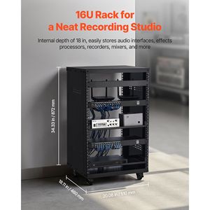 Armadio Server 16U con Ruote Bloccabili, Capacità Massima 200 Libbre, Rack Utility Open Frame per Studio di Registrazione Domestico Speciale V - Product Image 2