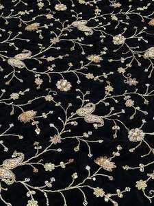 Luxury Beaded Embroidery Fabric Heavy <b>Sequins</b> Lace Fabric French Tulle Mesh Bead Work Wedding Dress Party Gown <b>Material</b> - Product Image 6