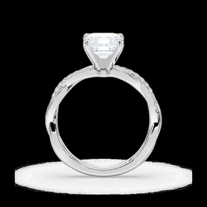 Bague de fiançailles en diamant de laboratoire taille Asscher 1,10 carat, certifiée IGI, en or massif 14 carats avec tige torsadée - Product Image 2