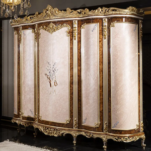 Ensemble de chambre à coucher de luxe en bois de mahogany massif sculpté à la main, style antique européen, avec lit king size rembourré, idéal pour mariage, hôtel, villa, appartement - Product Image 4