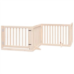 ชุดรั้วกั้นสุนัขไม้ป็อปลาร์ธรรมชาติ 6 ชิ้น แบบพับได้ 6 แผง - Product Image 3