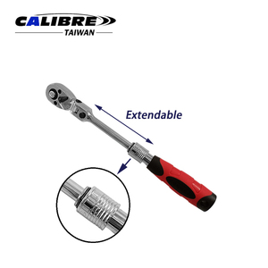 Clé à cliquet extensible à tête flexible TAIWAN CALIBRE 3 pièces 1/4" 3/8" 1/2" CRV DIY OEM avec poignée antidérapante, garantie 1 an, système de verrouillage Dr. Locking - Product Image 4