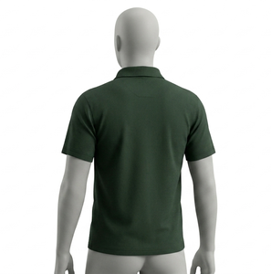 Polo homme vert foncé à manches courtes, col rabattu, coupe classique, 100% coton, couleur unie, toutes saisons - Product Image 2