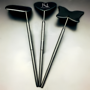 Miroir pour extensions de cils avec poignée diamantée, 3 formes différentes / couleur noire avec revêtement en poudre et impression de logo personnalisé - Product Image 6