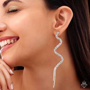 Pendientes colgantes de serpiente antideslustre PRAO con detalle de diamantes de imitación - Product Image 4