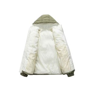 Chaqueta acolchada de lona con capucha verde oliva para hombre, cálida para invierno, con cremallera, cortavientos, gruesa, de ajuste holgado, duradera, precio mayorista económico - Product Image 3
