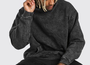 เสื้อฮู้ดดี้ผ้าฝ้ายแท้คุณภาพสูงแบบวินเทจ มีกระเป๋า ซับในขนแกะ ทรงโอเวอร์ไซส์ ล้างสีแบบแอซิดวอช รุ่น AI-HD-35 ราคาขายส่ง RTS - Product Image 4