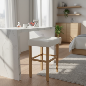 Tabouret de bar moderne en cuir PU sans dossier, tabouret de comptoir rembourré pour cuisine - Product Image 5