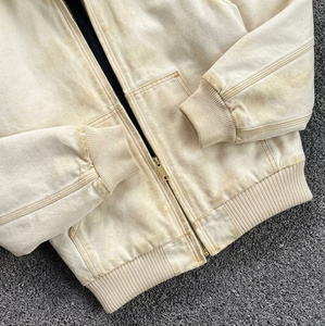 Tall Vintage Acid Washed Zip <b>Hoodie</b> <b>Longline</b> Garment Dye Full Zip Sweatshirt Distressed Street Fleece Overlay Extended Hem - Product Image 4