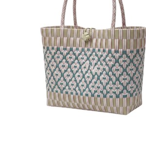 Sac fourre-tout en plastique tissé fait main, motif traditionnel, écologique, pour femmes, usage quotidien et shopping décontracté - Product Image 3