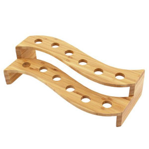 Support à Verres à Vin Contemporain et Élégant en Bois à 2 Niveaux, Organisateur de Vaisselle Durable de Qualité Supérieure, Idéal pour Mariages, Fêtes et Bars - Product Image 2