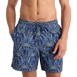 Men's Knee-Length Board Shorts-Sublimation Printed Polyester Swimwear Windproof & Quick Dry Breathable Drawstring Waist - Product Image 3