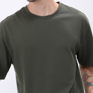 Summer Hot Selling <b>Trendy</b> Round Neck Polyester/cotton custom logo Quick Drying Breathable knitted Short Sleeve Men <b>T</b> <b>Shirt</b> - Product Image 6