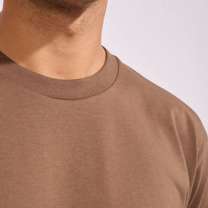 Vintage Casual Wear Polyester/Cotton Jersey High Quality Material O-Neck Ribs <b>Arms</b> Collar Breathable Quick Dry Blank Men's - Product Image 3