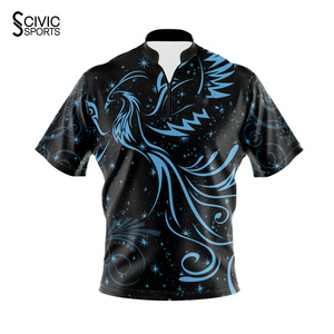 Custom Logo Team Wholesale Cheap Man <b>Bowling</b> Shirts Zip Quick Dry Sublimation <b>Bowling</b> Jersey - Product Image 1