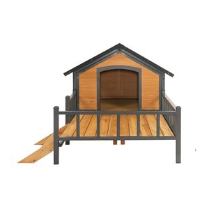 Caseta para Perros Grande y Única para Exteriores, de Madera, con Porche, Estilo Cabaña con Marco de Hierro, Muebles para Acampar con Mascotas - Product Image 3